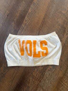 White Bandeau Top with Bold Orange 'VOLS' Graphic - UTK